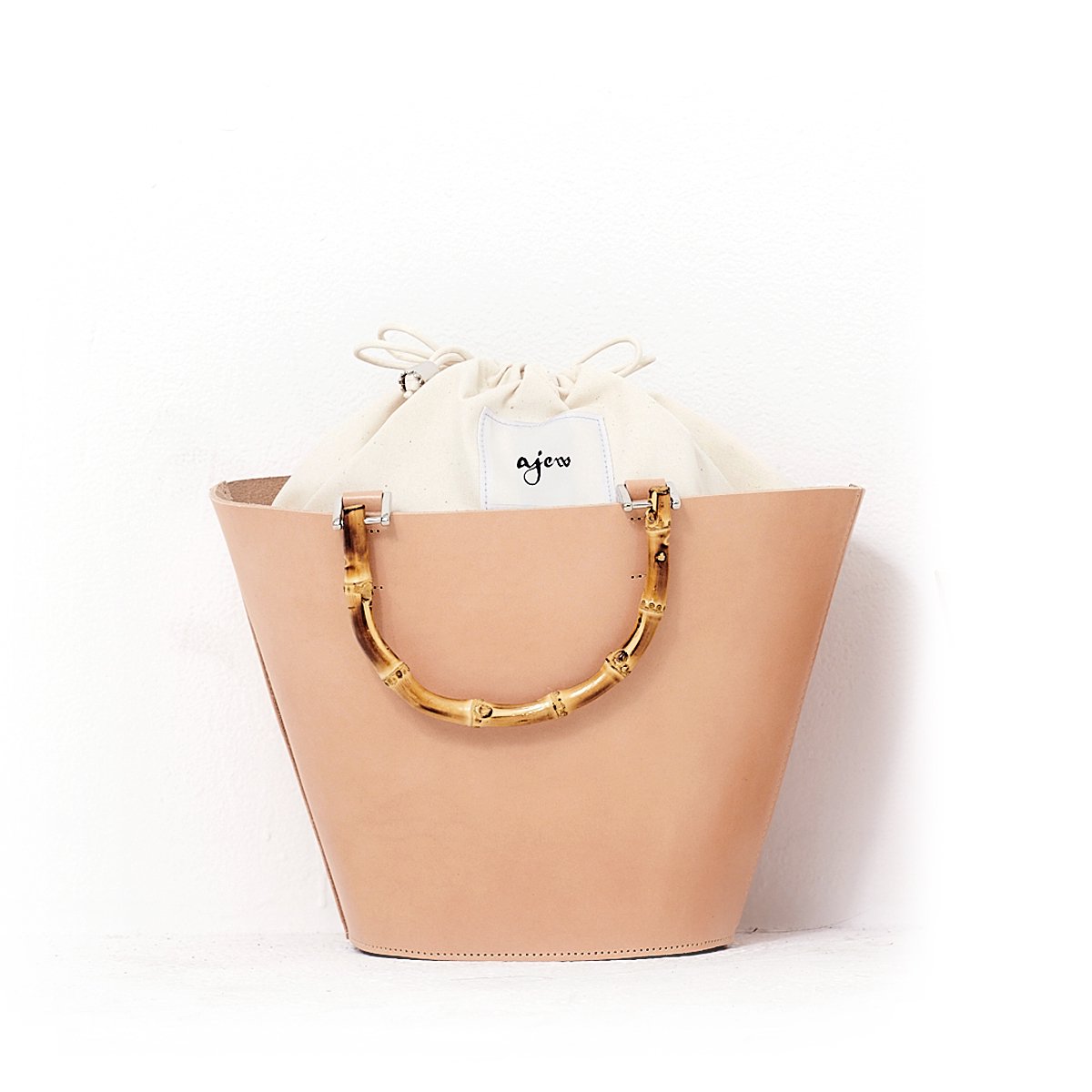 TAN leather basket（M） / beige (発送はご注文から3営業日以内です) - ajew