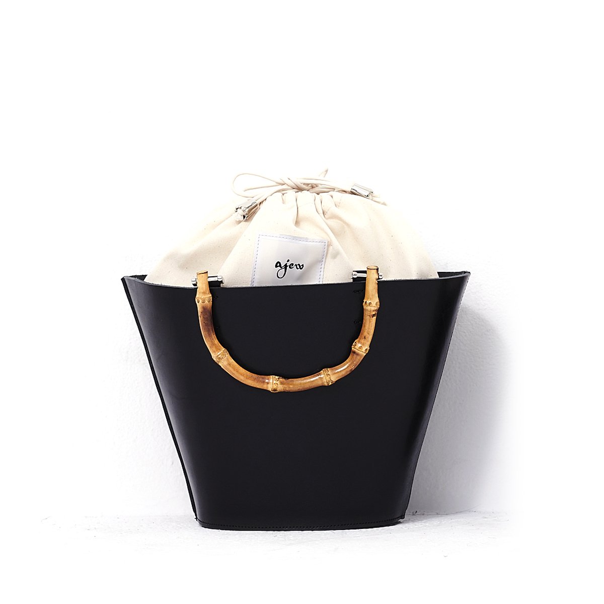 TAN leather basket（M） / black (発送はご注文から3営業日以内です) - ajew