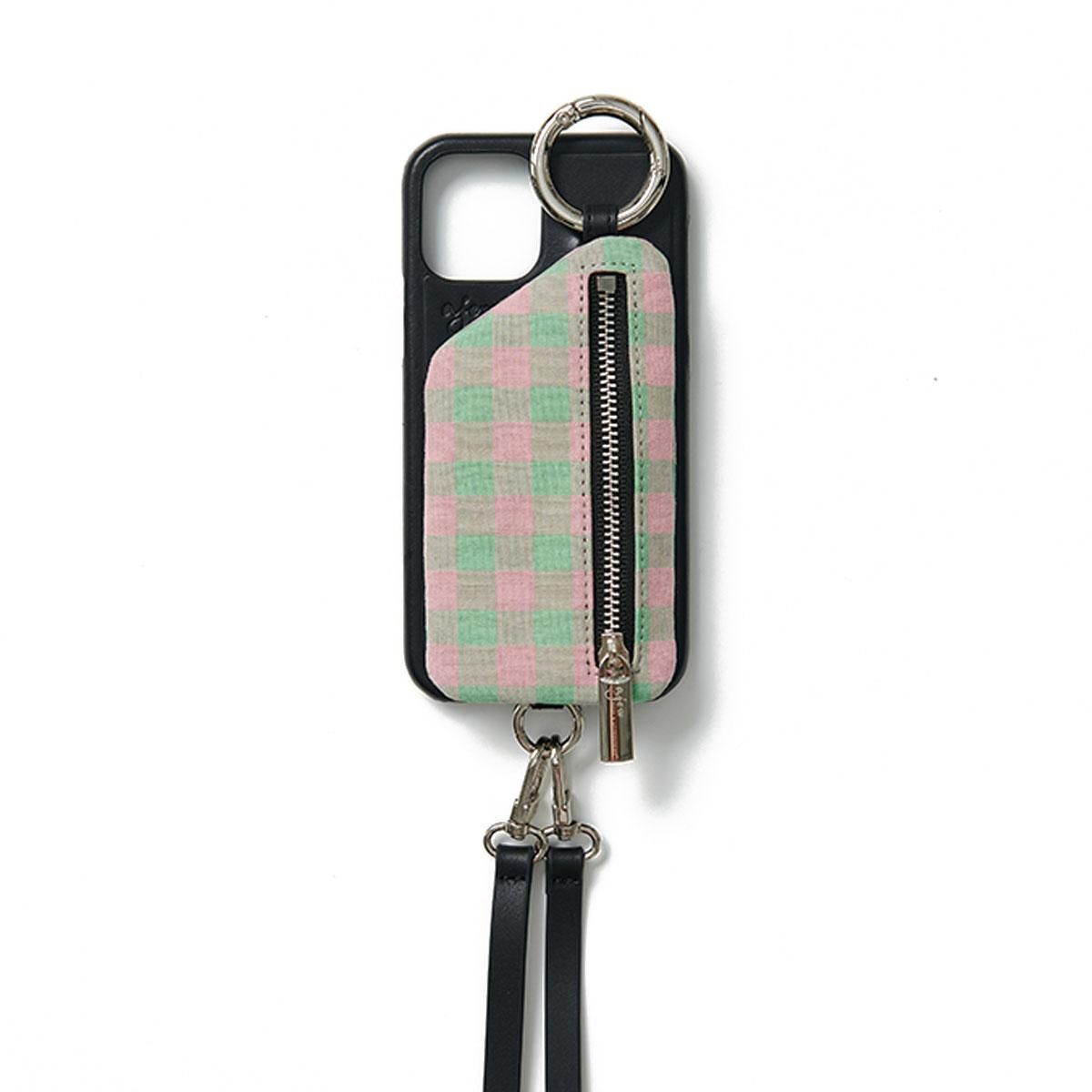 TANチェックレザー】 iPhone12ProMax / black(pink check) (発送はご