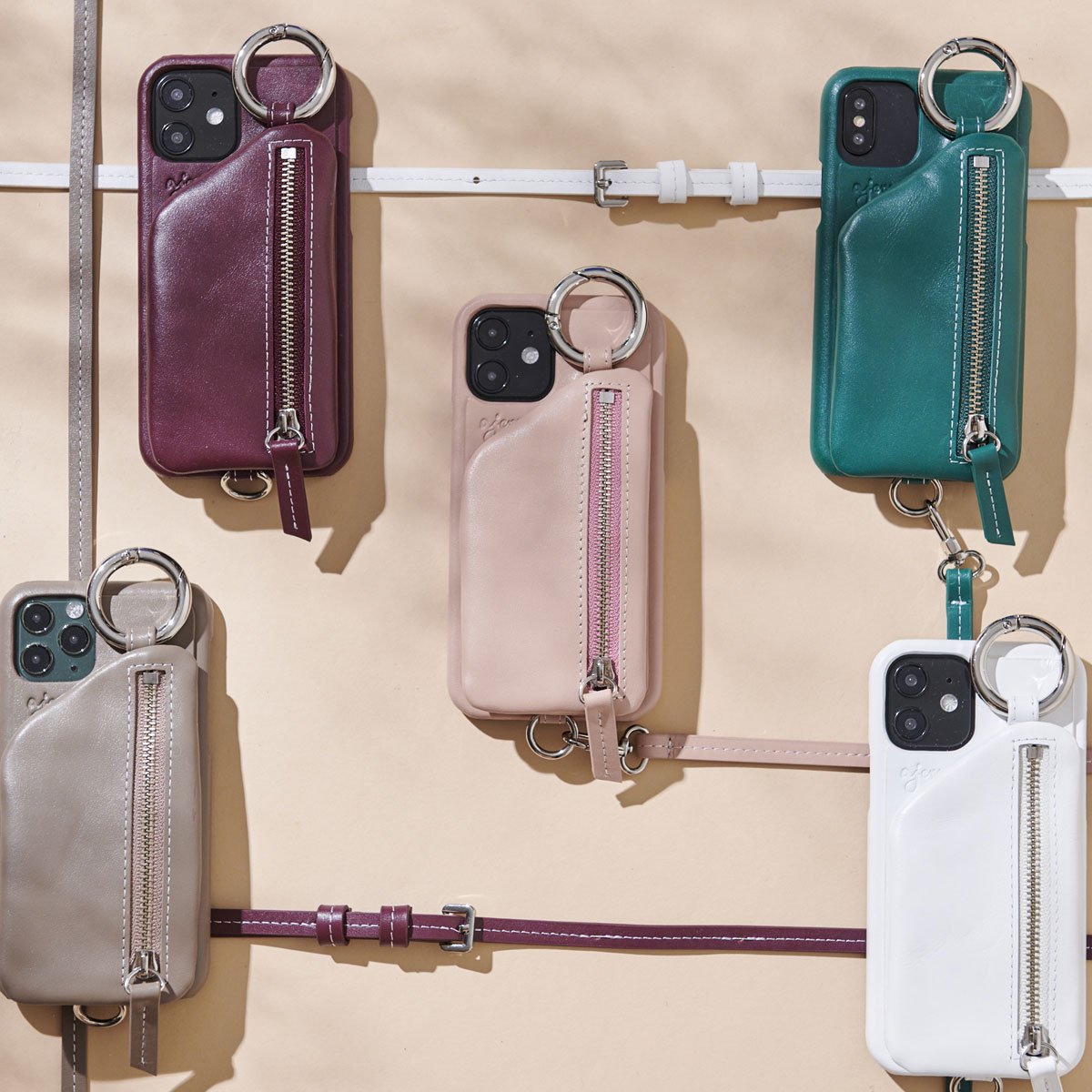 【High-end leather】 iPhone12Promax 対応/pink(発送はご注文から3営業日以内です) - ajew