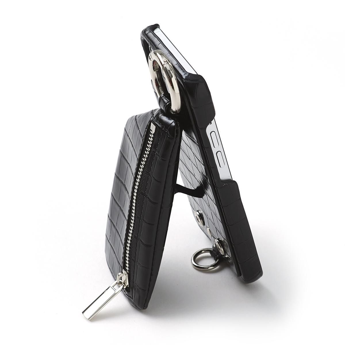 iPhone13ProMax / black 【ひも付きクロコ】 (完売) - ajew