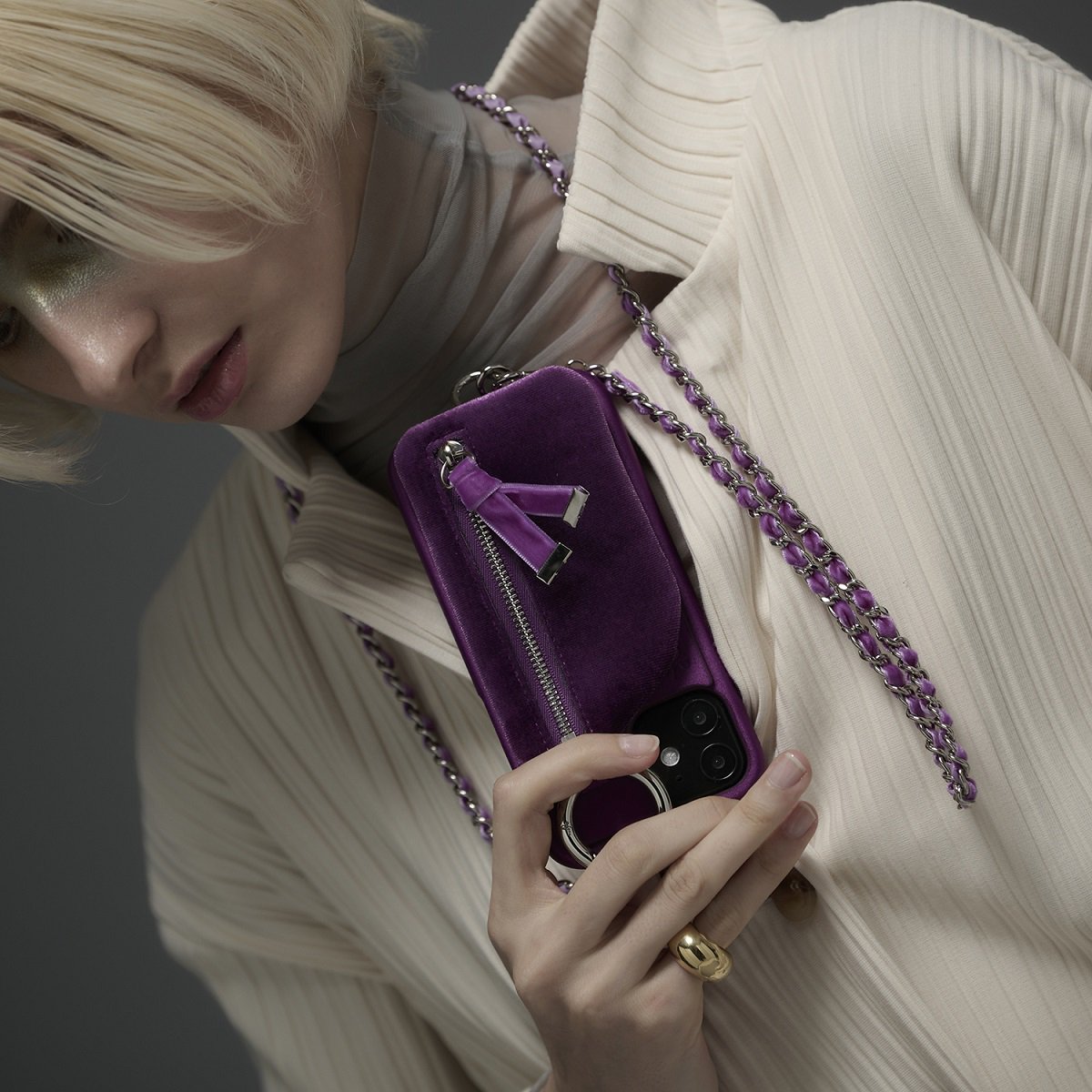 【dress case】 iPhone13ProMax / purple(発送はご注文から3営業日以内です） - ajew