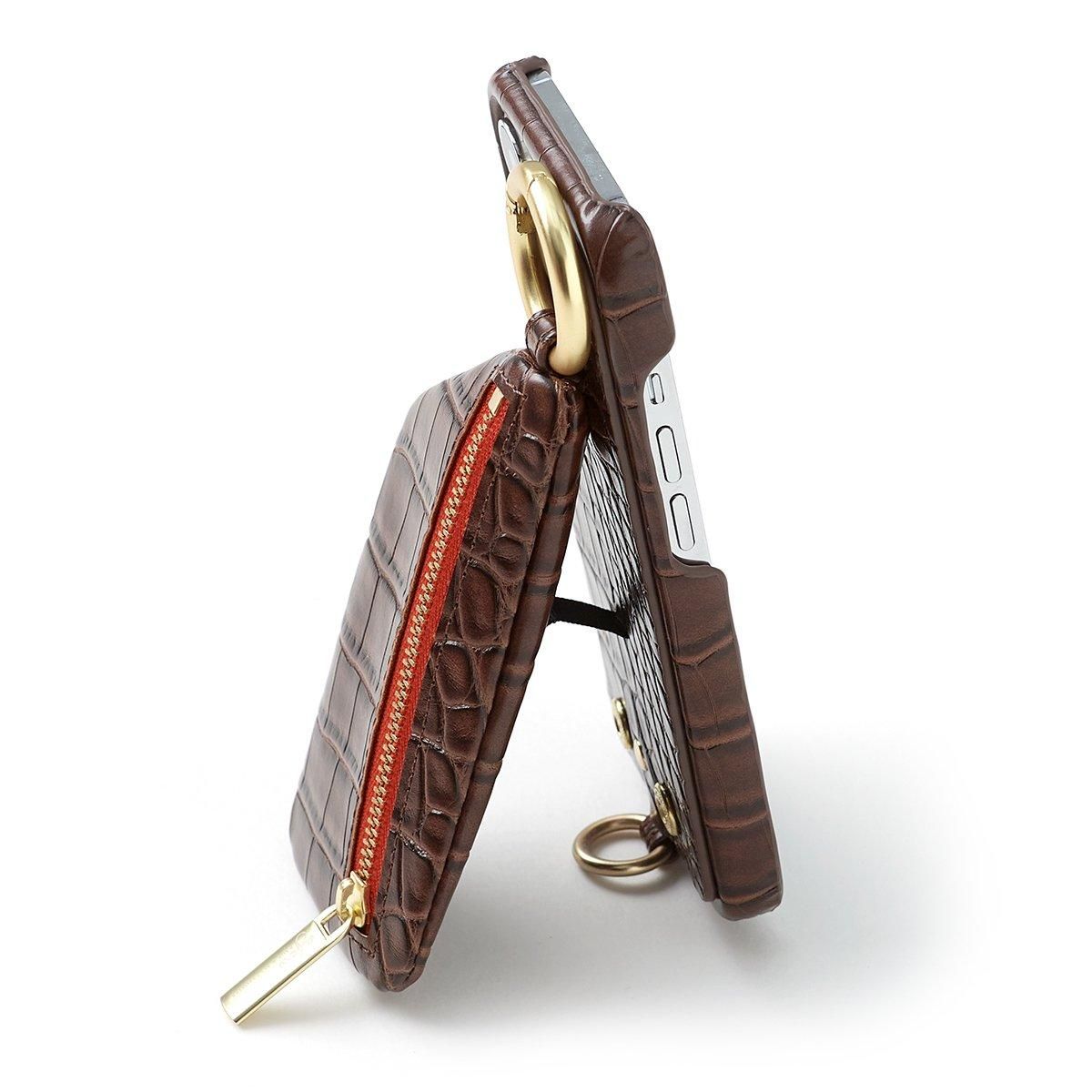 ajew 紐付きクロコ　iPhone14Pro MAX iPhone14/16e / black 【ひも付きクロコ】 (発送はご注文から3