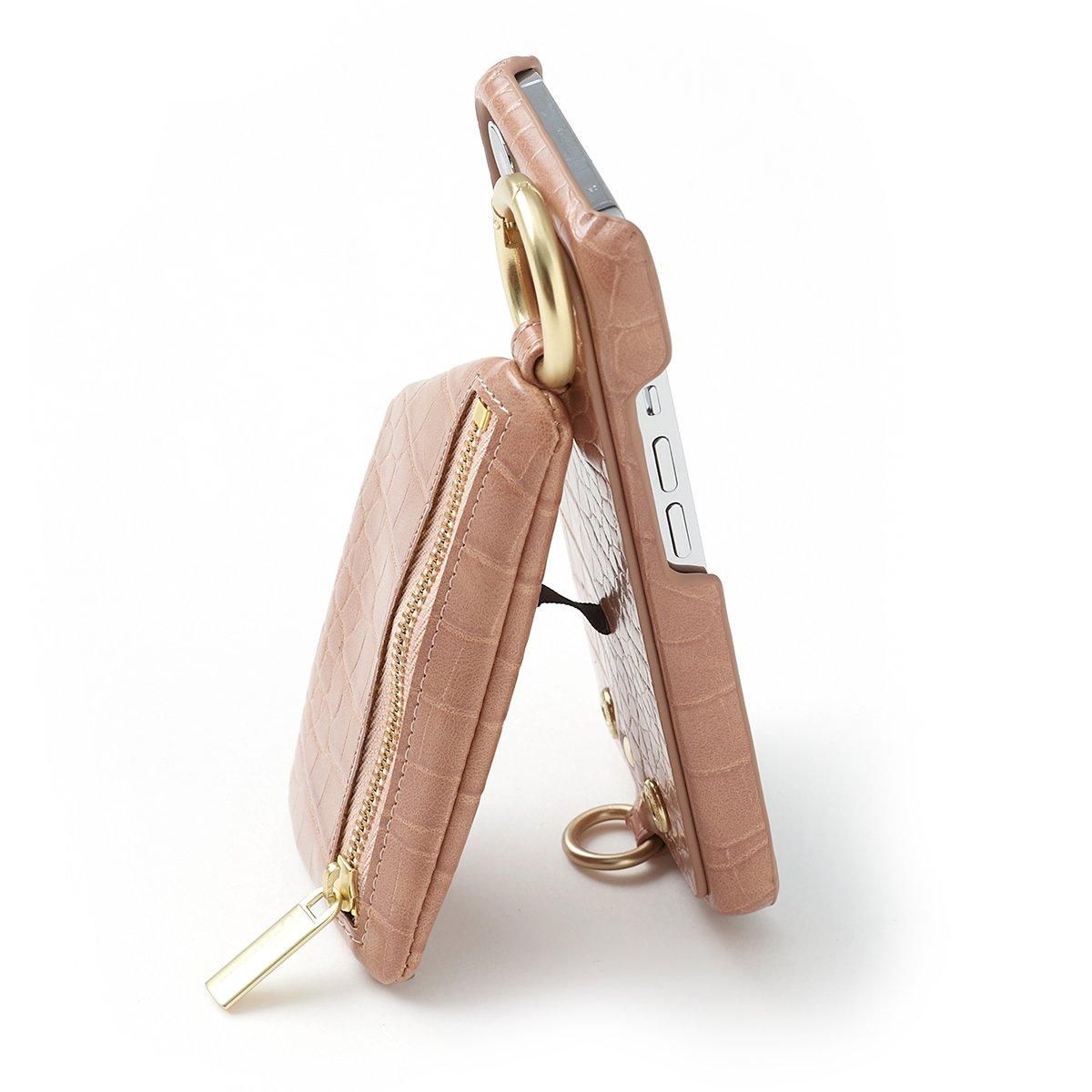 ajew 紐付きクロコ　iPhone14Pro MAX iPhone14Pro / brown 【ひも付きクロコ】 (発送はご注文から3