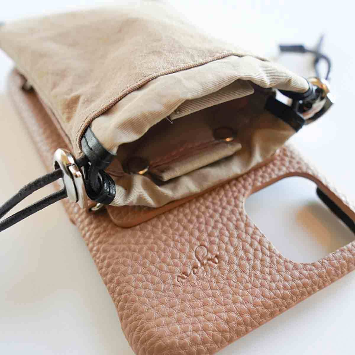 N drawstring case】 iPhone12.12Pro共通対応 / beige (発送はご注文から3営業日以内です) - ajew