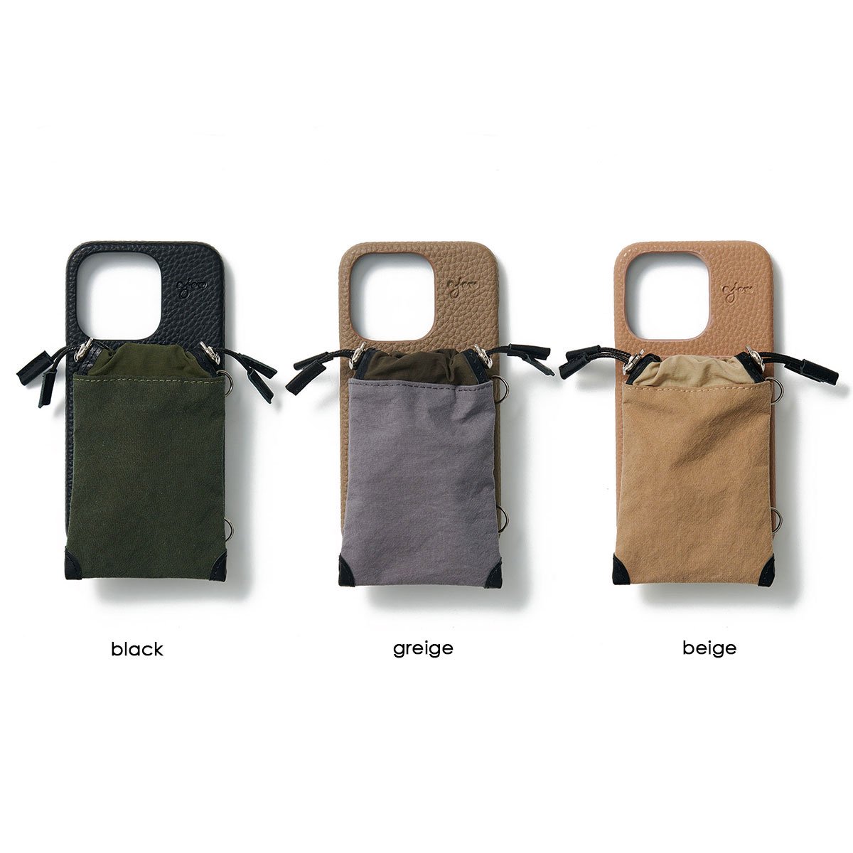 N drawstring case】 iPhone12.12Pro共通対応 / beige (発送はご注文 