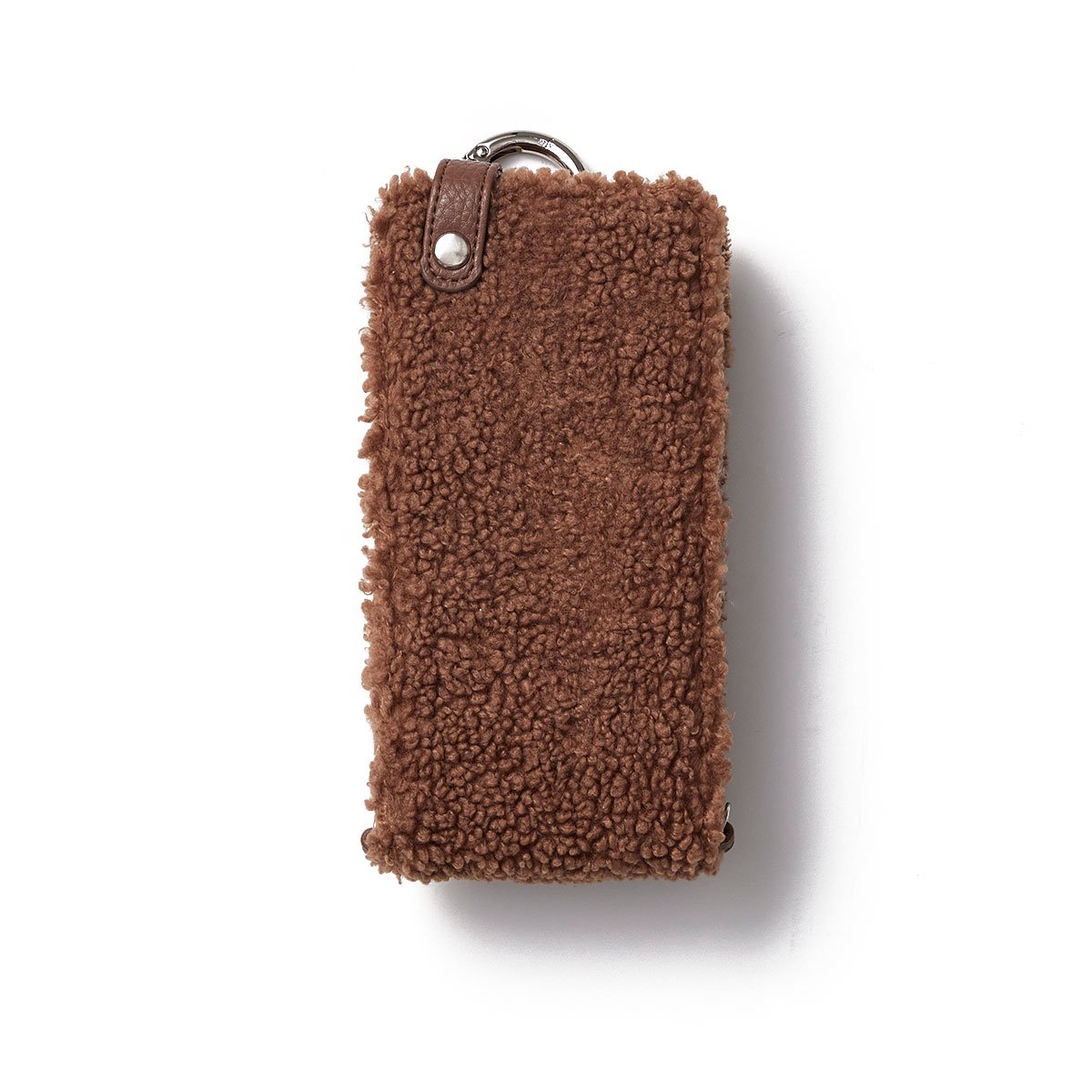 WEB限定】fluffy chain vertical zipphone case / brown×yellow(完売