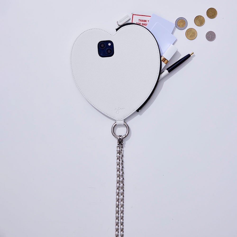 【 iPhone15 】dress HEART / white (発送はご注文から3営業日以内です） - ajew