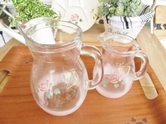 マニーローズ　ジャグ＆ソーサー マニーローズ ガラス ジャグ（L） - 「フランス雑貨マニー