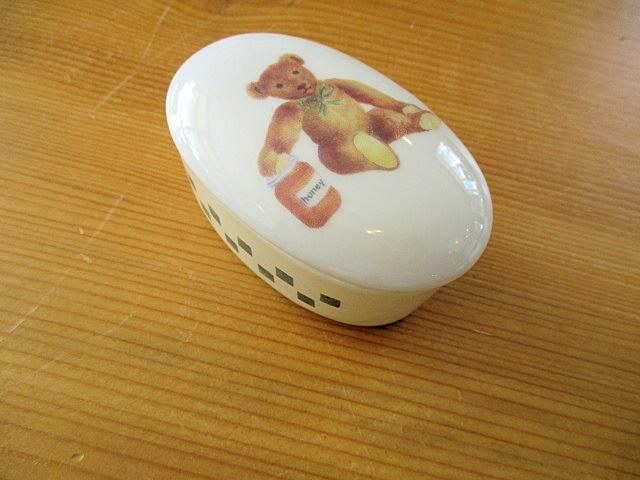 ベア 陶器プチケース オーバル - 「フランス雑貨マニー」collection