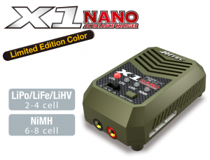 44253-OD・ハイテック製　 AC BALANCE CHARGER X1 NANO（バランサー内蔵・Li-HV 対応充電器）限定カラー：オリーブドラブ