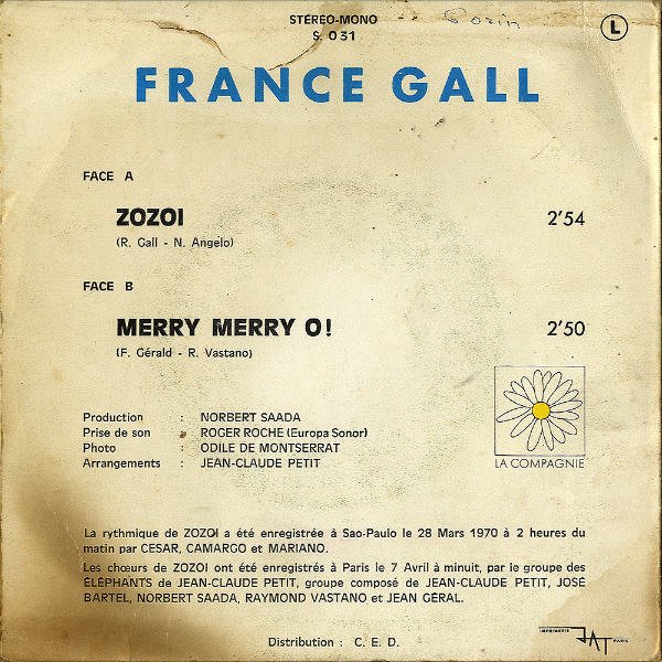 FRANCE GALL / Zozoi [7INCH] - レコード通販オンラインショップ | GADGET / Disque.JP