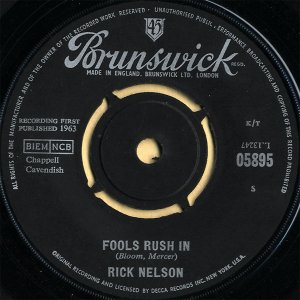 RICK NELSON (RICKY NELSON) / Fools Rush In [7INCH]