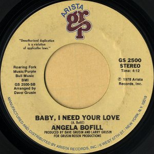 ANGELA BOFILL / Baby, I Need Your Love [7INCH]