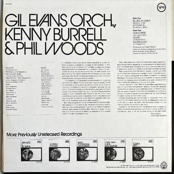 GIL EVANS ORCH, KENNY BURRELL & PHIL WOODS / Previously Unreleased