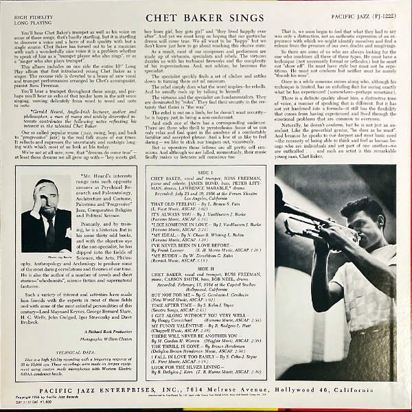 CHET BAKER チェット・ベイカー / Chet Baker Sings チェット