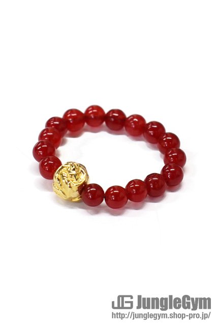 SAHRIVAR（シャフリーヴァル）Jesus Ball Ring（Red Agate）Brass 18KGP / Ladys & Mens