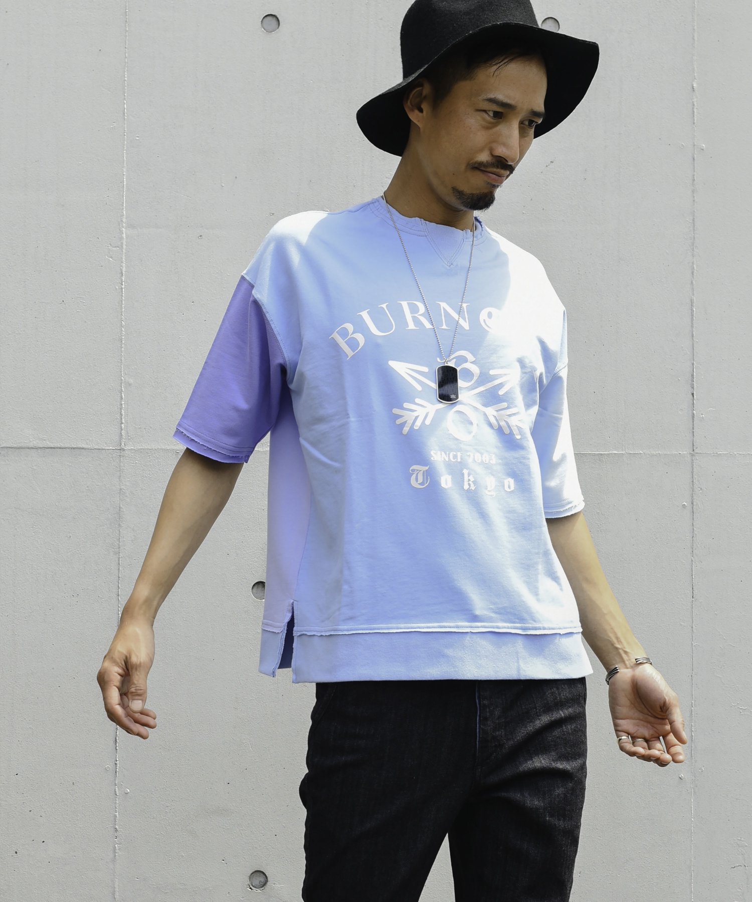 Burnout（バーンアウト ）Crossed arrows crazy short sleeve sweat wide  pullover（CrazySax）