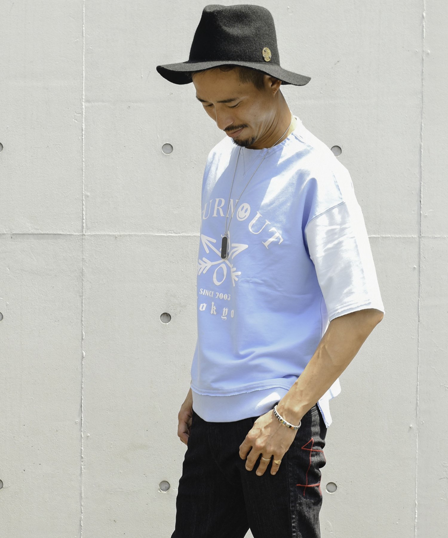 Burnout（バーンアウト ）Crossed arrows crazy short sleeve sweat wide  pullover（CrazySax）