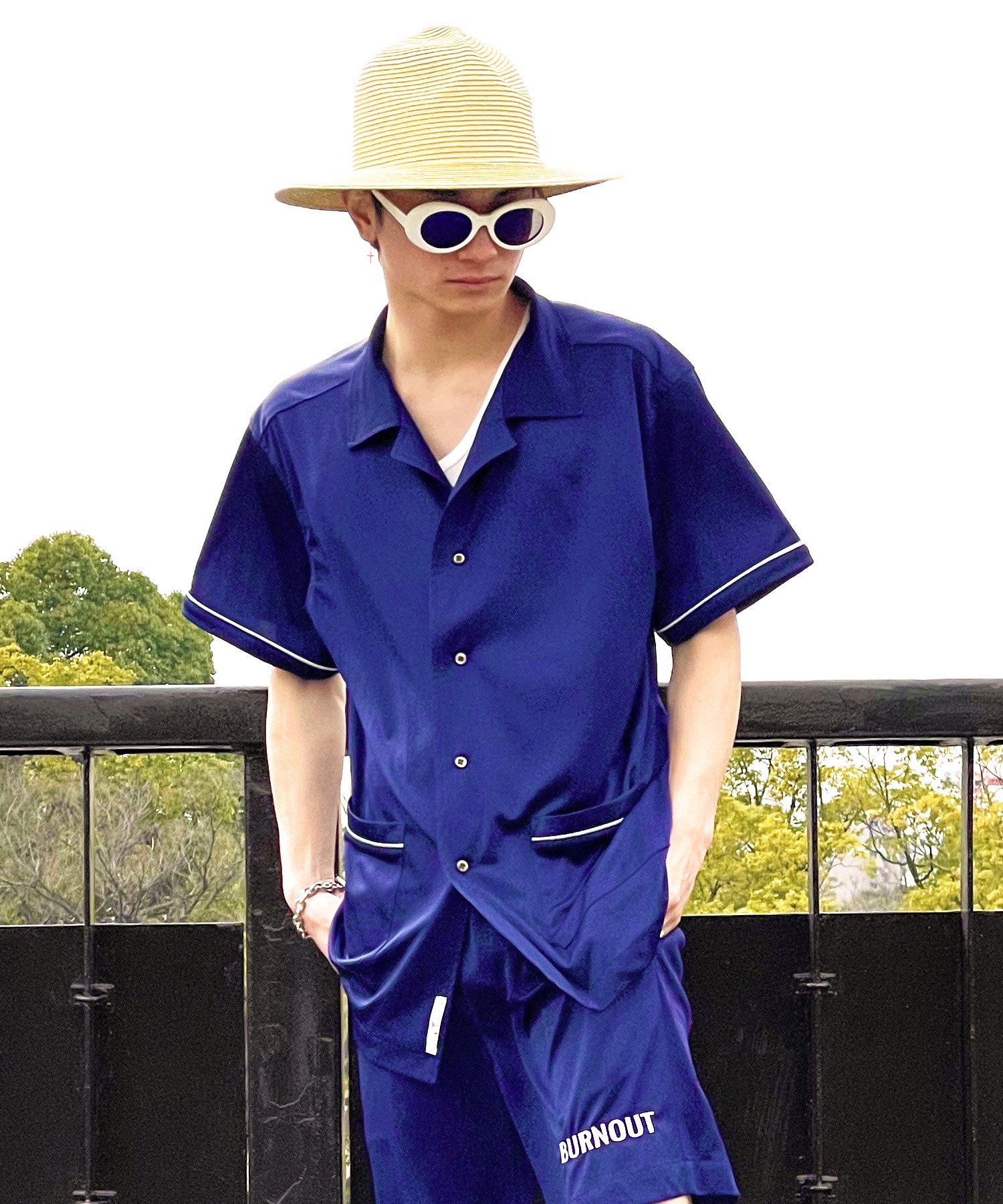 Burnout〔バーンアウト〕 『21' early summer collection』 オープンカラー シャツ（Dark Blue）