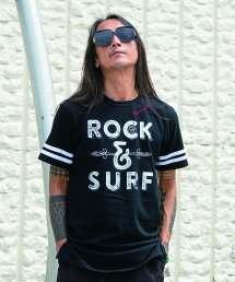 Burnout LAB〔バーンアウト ラボ〕 ROCK & SURF ベロアラインTシャツ（Black）