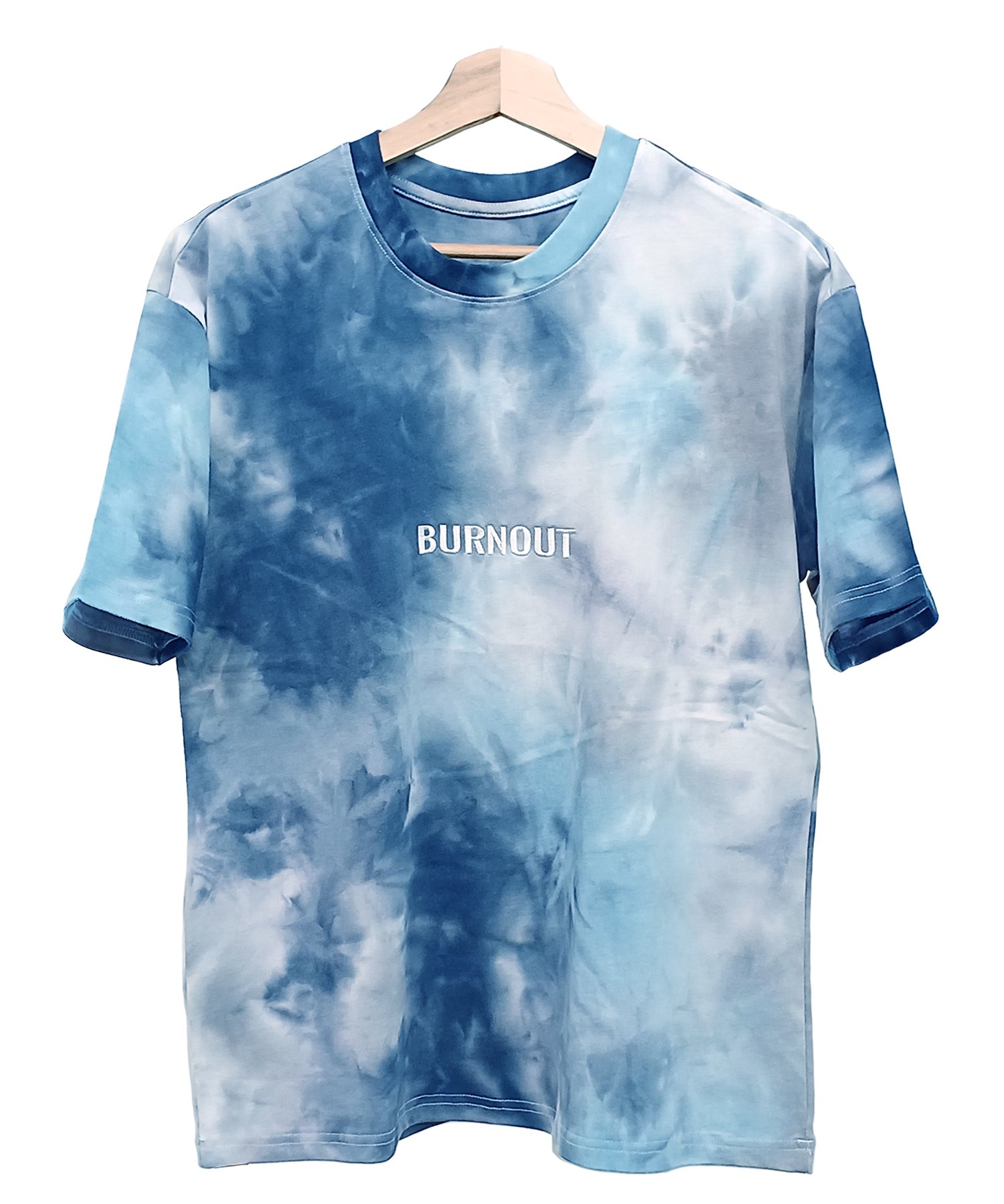 Burnout〔バーンアウト〕刺繡ロゴタイダイTシャツ  / # Blue
