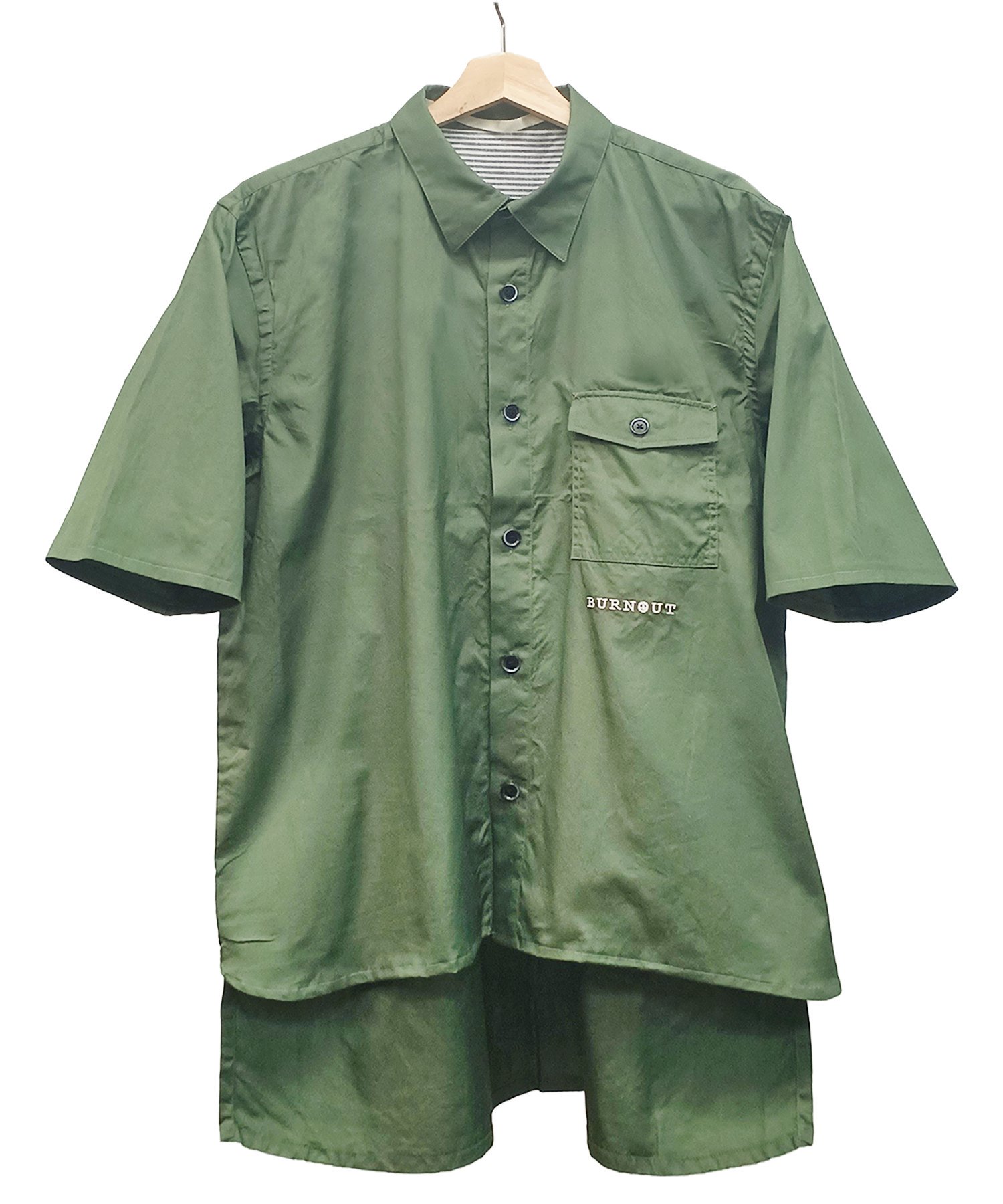 Burnout LAB〔バーンアウト ラボ〕ショートスリーブ ビッグシャツ /＃75　Khaki Green