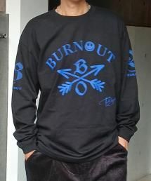 <img class='new_mark_img1' src='https://img.shop-pro.jp/img/new/icons14.gif' style='border:none;display:inline;margin:0px;padding:0px;width:auto;' />Burnout〔バーンアウト〕Crossed Arrows Blue print long T-shirts / # Black