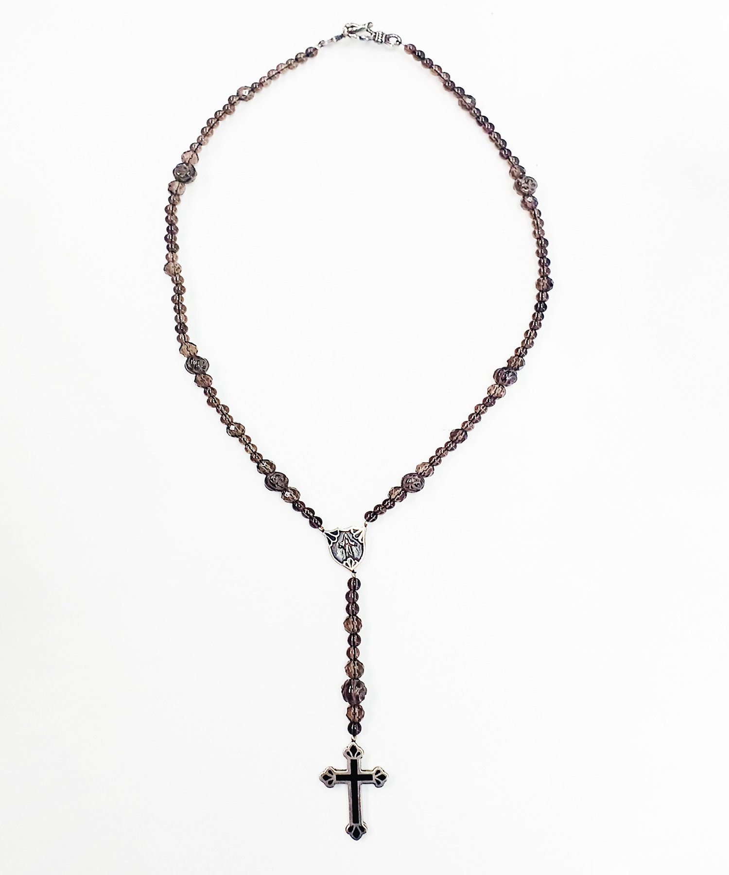 SAHRIVARʥե꡼Filled Cross Smoky RosarySilver925 Smokey Quartz