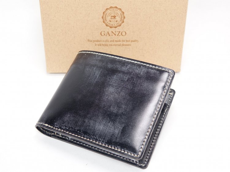 974 未使用 GANZO ガンゾ ブライドルレザー 二つ折り財布 小銭入れ付き