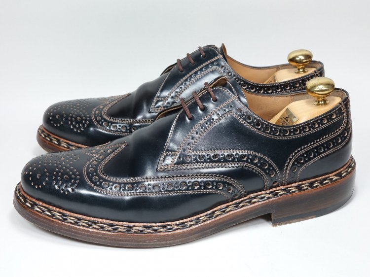 437 使用数回 ハインリッヒ・ディンケラッカー ネイビー コードバン ウィングチップ 8 ＃Buda - SHOESAHOLIC シューホリック  公式 | 高級中古靴専門の通販と買取ストア