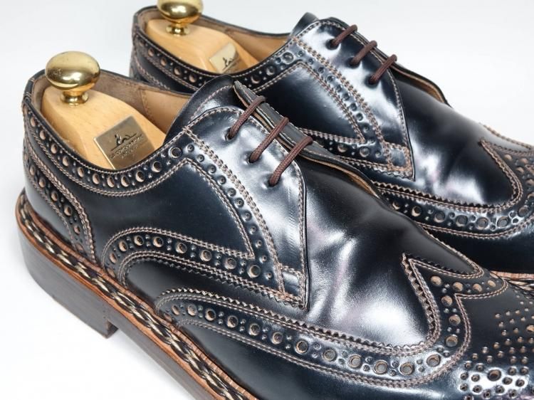 437 使用数回 ハインリッヒ・ディンケラッカー ネイビー コードバン ウィングチップ 8 ＃Buda - SHOESAHOLIC シューホリック  公式 | 高級中古靴専門の通販と買取ストア