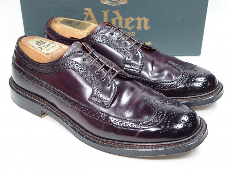 Alden オールデン 7 E ウイスキー コードバン ロングウイングチップ - 靴