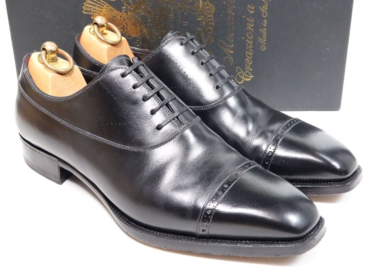 457 / 0530 極上 メッカリエロ Meccariello ブラック カーフ カールフロイデンベルグ 8.5 - SHOESAHOLIC  シューホリック 公式 | 高級中古靴専門の通販と買取ストア