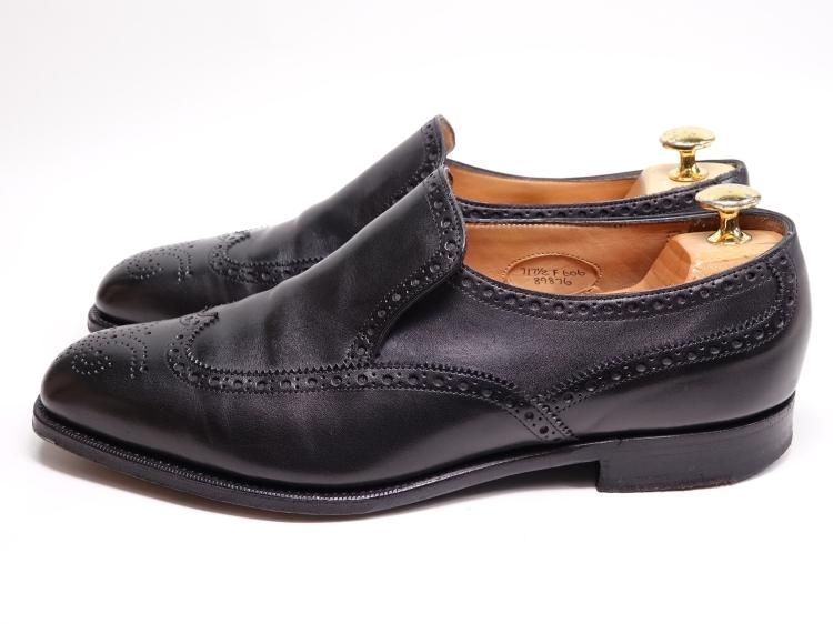 084 / 0918 美品 エドワードグリーン スリッポン ブラック カーフ 7F