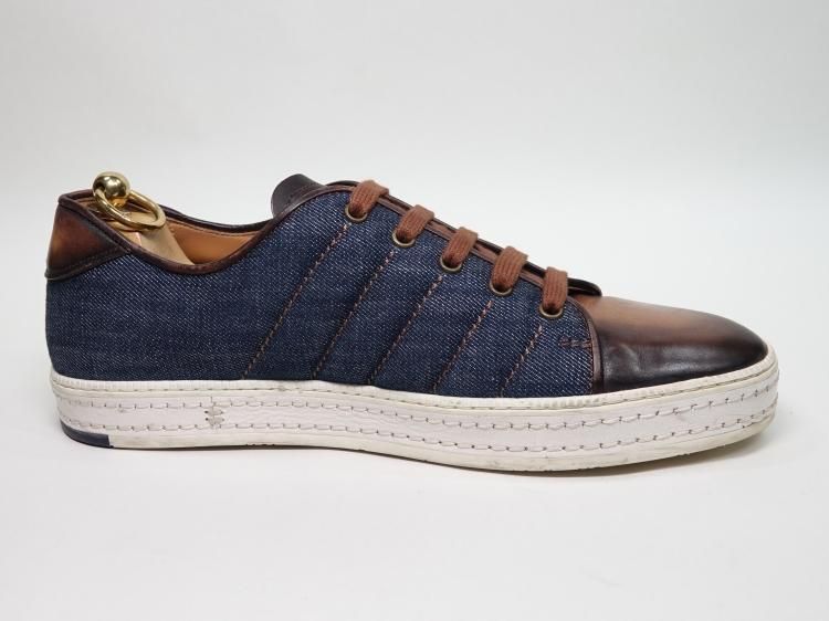 598 / 1226 使用数回 ベルルッティ スニーカー ブルー / ブラウン