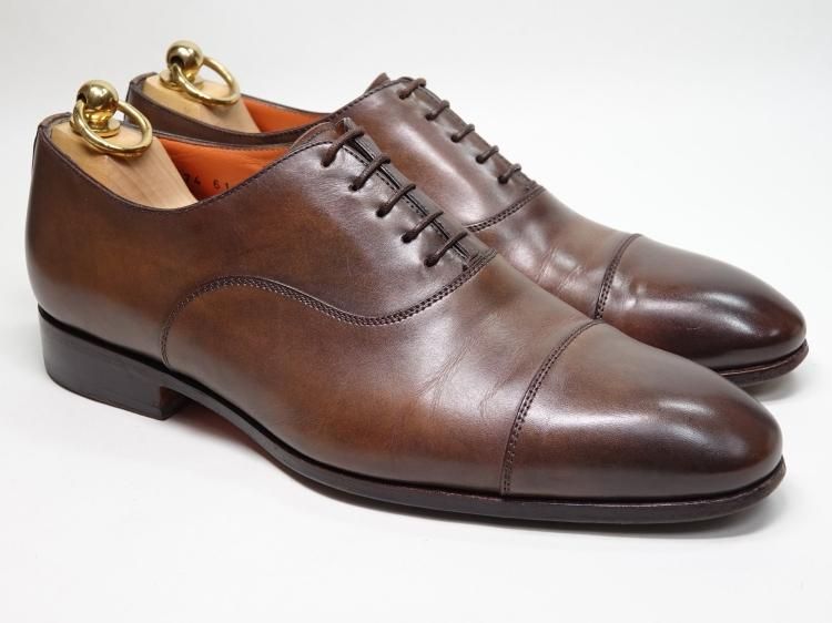 サントーニ ストレートチップ サイズ6.5 ダークブラウン 袋付 Santoni サービス - 靴