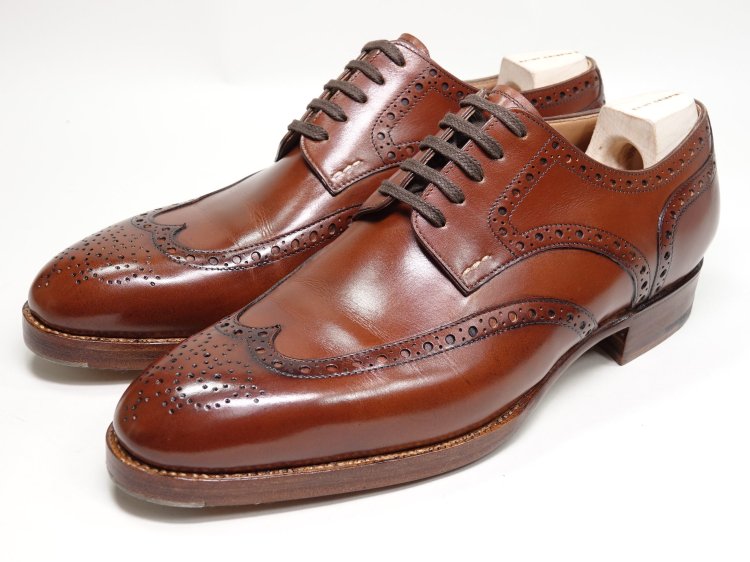 579 / 0614 使用数回 サンクリスピン フルブローグ ブラウン カーフ 6E ツリー付き - SHOESAHOLIC シューホリック 公式 |  高級中古靴専門の通販と買取ストア
