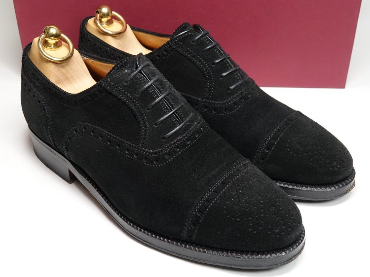 エンツォボナフェ サイドエラスティックフルブローグ UK5.5 黒 - 靴