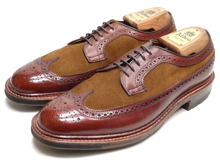 386 / 1221 使用数回 オールデン コンビロングウィングチップ ブラウン スエード / カーフ 7.5D ＃D9532C BROGUE別注 -  SHOESAHOLIC シューホリック 公式 | 高級中古靴専門の通販と買取ストア