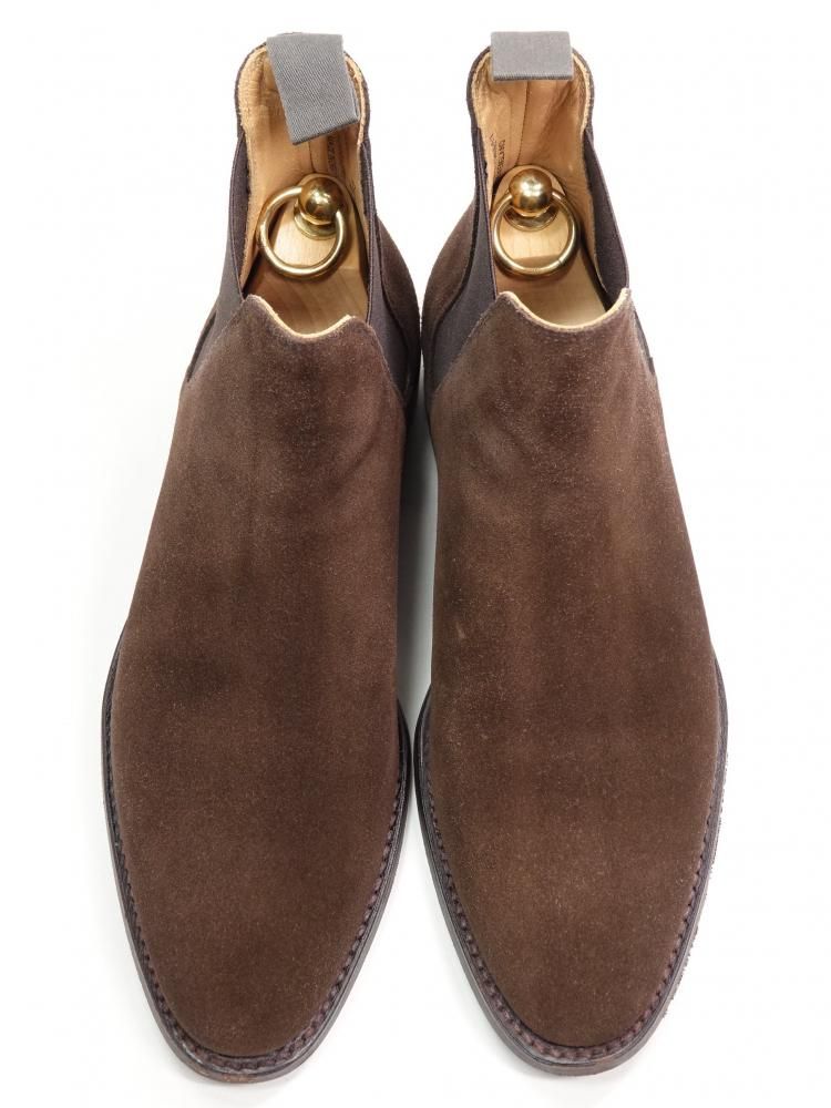 美品 クロケット&ジョーンズ チェルシー8 ダークブラウン スエード 7E