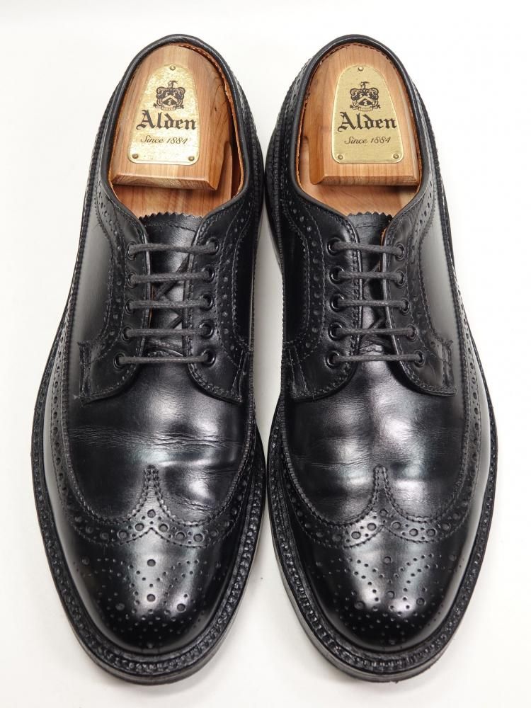 604 / 0925 使用数回 オールデン ロングウィングチップ ブラック
