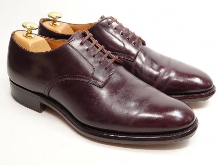 596 / 1001 美品 レア山長 プレーントゥ バーガンディー コード