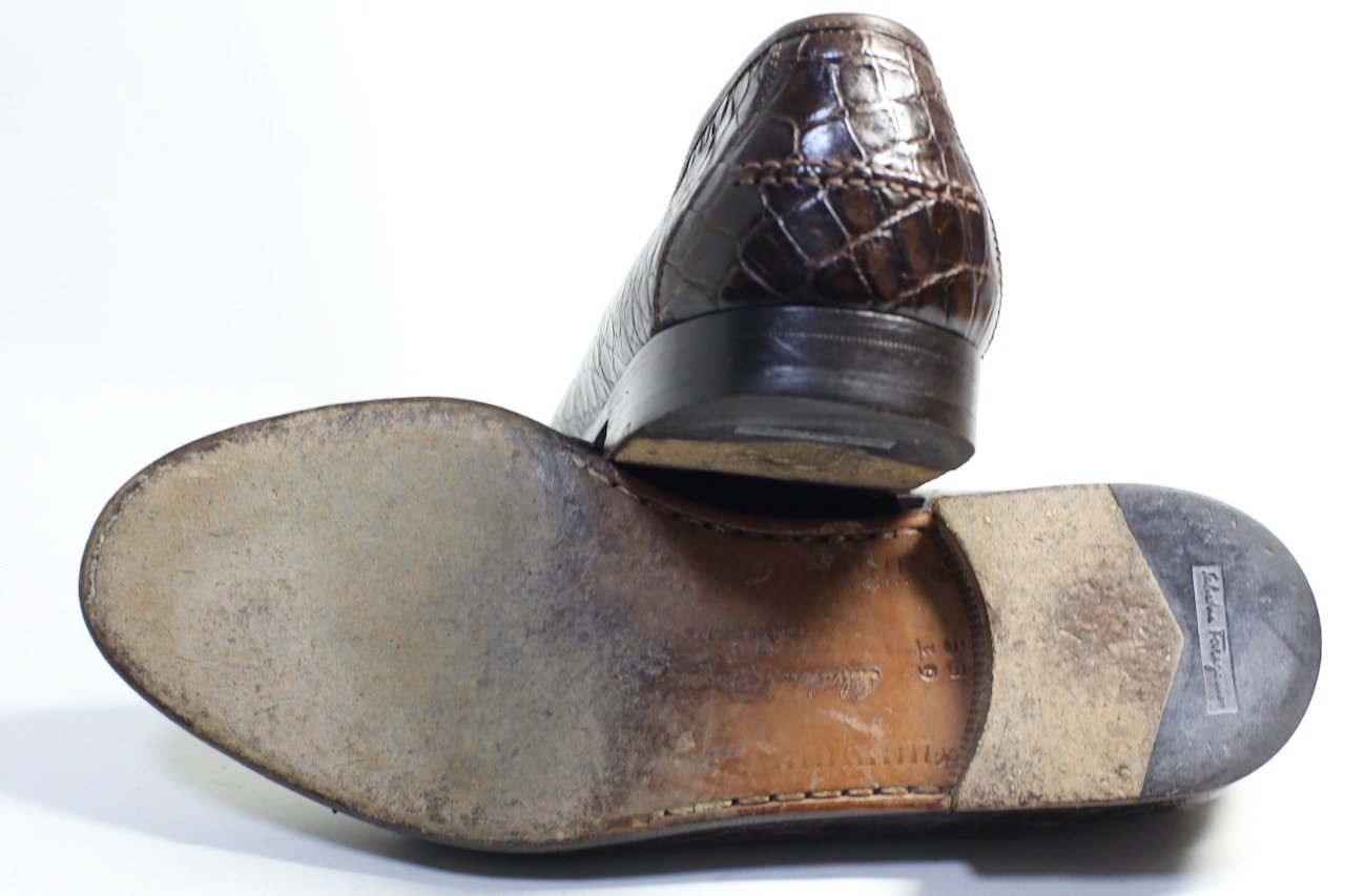 気質アップ】 S.Ferragamo 革靴フェラガモ ストレートチップ クロコ 靴 ...