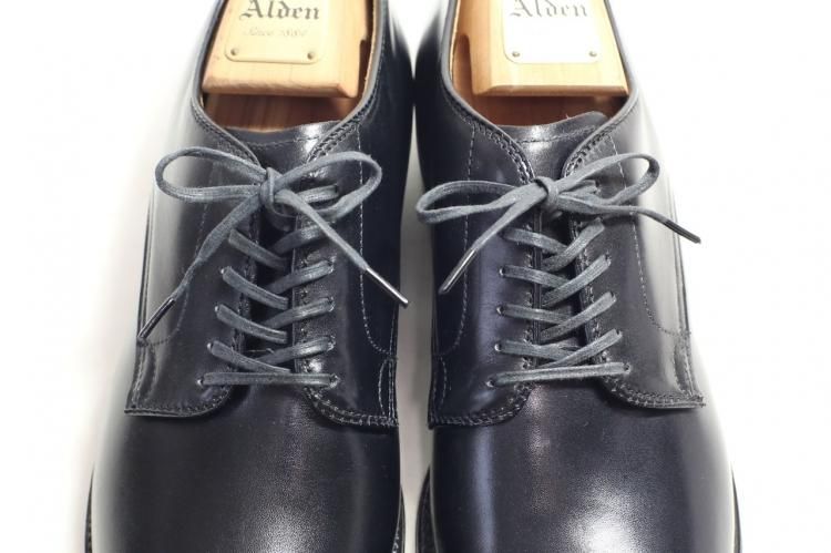 【美品】ALDEN オールデン 53711 カーフ ブラック 8 1/2D 487 ほぼ新品 オールデン プレーントゥ カーフ 81/2D #53711