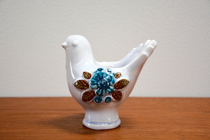 スウェーデンDECO社/Rosa Ljungの陶器の鳥のキャンドルスタンド/花瓶 