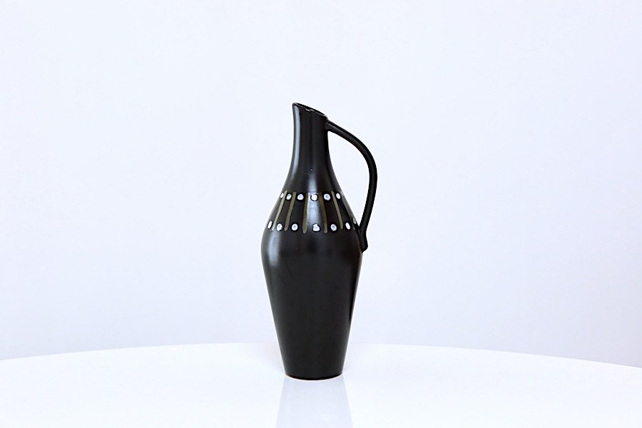 スウェーデンで見つけた花瓶/ブラック/ハンドル付き