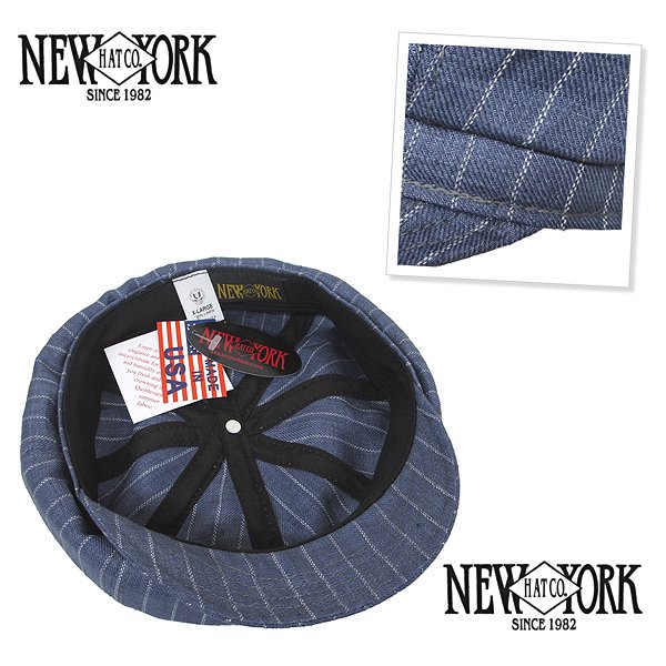 NEW YORK HAT[ニューヨークハット] キャスケット LINEN STRIPE SPITFIRE★USA製 メンズ 帽子 キャップ