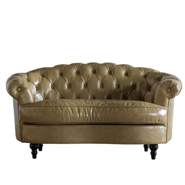 2人掛けソファ*PUレザー*サンドベージュ