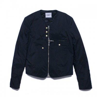 collarless jacket. (black.)